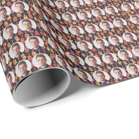 Benutzerdefiniertes Faces Gitarrenmuster Geschenkpapier (Rolleneckpunkt)