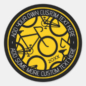 Benutzerdefiniertes Fahrrad Gelb und Schwarz Runder Aufkleber (Vorderseite)