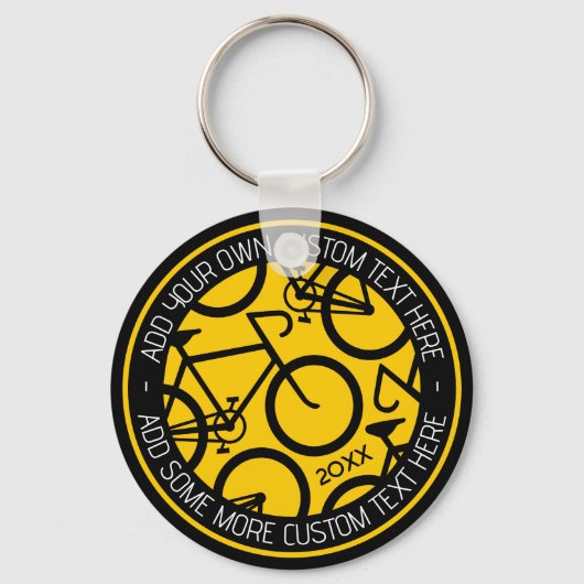 Benutzerdefiniertes Fahrrad Gelb und Schwarz Schlüsselanhänger (Vorderseite)