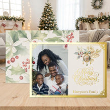 Benutzerdefiniertes Familienfoto Gold Frohe Weihna
