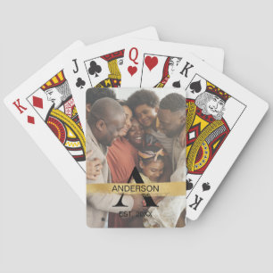Benutzerdefiniertes Familienfoto Gold-Monogramm Na Spielkarten
