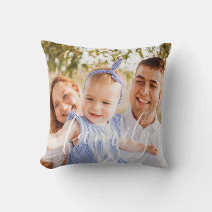 Benutzerdefiniertes Familienfoto-Monogramm Preppy- Kissen