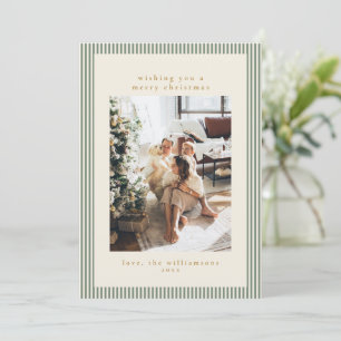 Benutzerdefiniertes Familienfoto-Sage-Streifenrand Feiertagskarte
