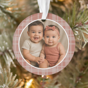 Benutzerdefiniertes Familienfoto Terrakotta-Beige- Ornament