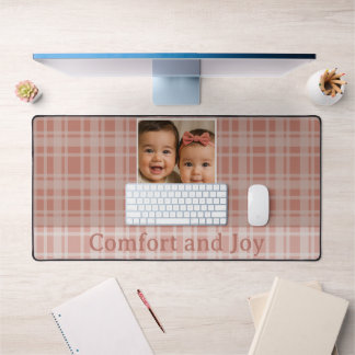 Benutzerdefiniertes Familienfoto Terrakotta-Beige Schreibtischunterlage