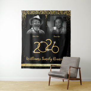 Benutzerdefiniertes Familientreffen-Banner, 2 Foto Wandteppich