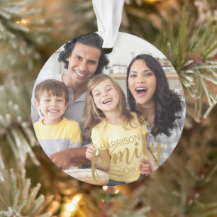 Benutzerdefiniertes FAMILY Gold Script 2 Foto Keep Ornament