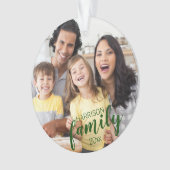 Benutzerdefiniertes FAMILY Green Script 2 Foto Kee Ornament (Vorderseite)