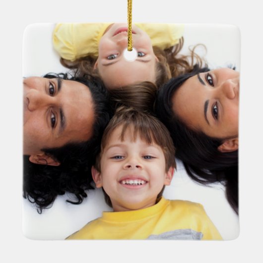 Benutzerdefiniertes FAMILY Script 2 Foto Keepake Keramikornament (Rückseite)