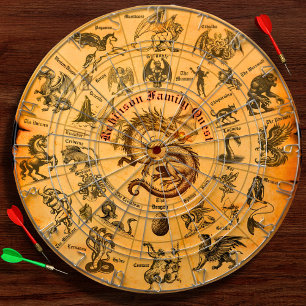 Benutzerdefiniertes Fantasy-Vintage-Familienwappen Dartscheibe