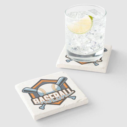 Benutzerdefiniertes FarbBaseball Steinuntersetzer (Seitenansicht)