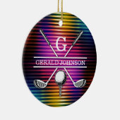 Benutzerdefiniertes farbiges Golf Monogram-Design Keramik Ornament (Rechts)