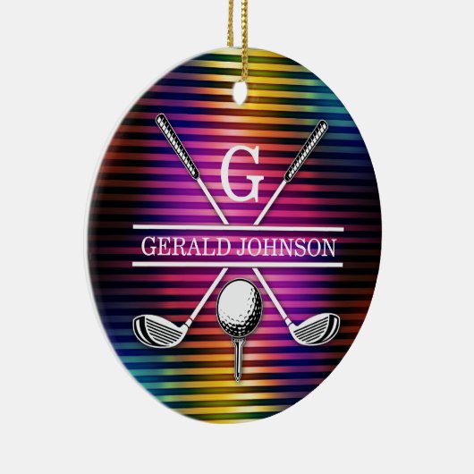 Benutzerdefiniertes farbiges Golf Monogram-Design Keramik Ornament (Rechts)