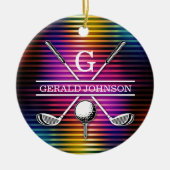 Benutzerdefiniertes farbiges Golf Monogram-Design Keramik Ornament (Vorne)