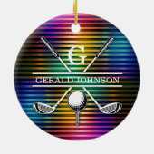 Benutzerdefiniertes farbiges Golf Monogram-Design Keramik Ornament (Hinten)