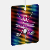 Benutzerdefiniertes farbiges Golf Monogram-Design Ornament Aus Metall (Vorderseite Rechts)
