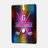 Benutzerdefiniertes farbiges Golf Monogram-Design Ornament Aus Metall (Vorderseite links)