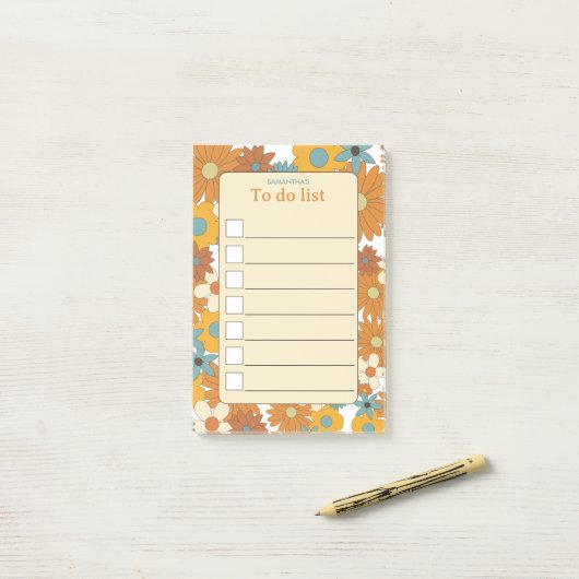 Benutzerdefiniertes farbiges Retro-Blume-Muster fü Post-it Klebezettel (Auf Schreibtisch)