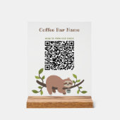 Benutzerdefiniertes Faultier QR-Code-Podiumsschild Acrylschild (Vorderseite)