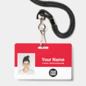 Benutzerdefiniertes, feines Red Employee Foto Name Ausweis (Vorderseite mit Lanyard)