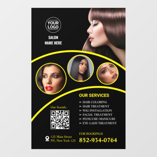 Benutzerdefiniertes Fenster des Salon Business Fensteraufkleber (Blatt)