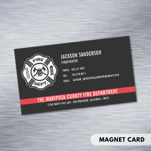 Benutzerdefiniertes Feuerwehr-Logo mit roter Linie Magnetische Visitenkarte