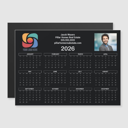 Benutzerdefiniertes Firmenlogo 2026 Kalender Schwa Magnetkarte (Vorne/Hinten)