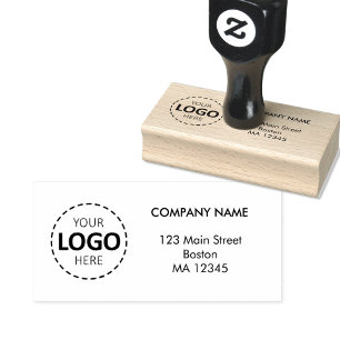Benutzerdefiniertes Firmenlogo & Adresse Holz Gummistempel