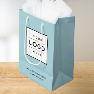 Benutzerdefiniertes Firmenlogo Aqua Blau Branding Mittlere Geschenktüte