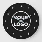 Benutzerdefiniertes Firmenlogo auf einfachem schwa Große Wanduhr (Vorderseite)