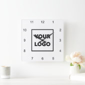 Benutzerdefiniertes Firmenlogo auf minimalem weiße Quadratische Wanduhr (Zuhause)