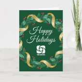 Benutzerdefiniertes Firmenlogo Grüne Weihnachtsfei Feiertagskarte (Vorderseite)