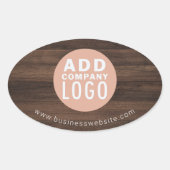 Benutzerdefiniertes Firmenlogo Holz-Look elegant Ovaler Aufkleber (Vorderseite)