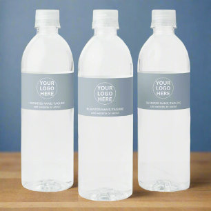 Benutzerdefiniertes Firmenlogo l Dusty Blue Event Wasserflaschenetikett