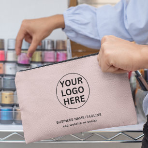 Benutzerdefiniertes Firmenlogo l Werbe-Blush-Pink  Zubehörtasche