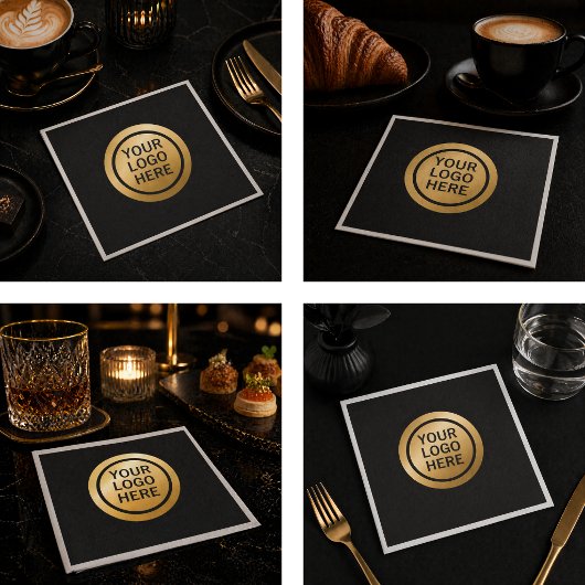 Benutzerdefiniertes Firmenlogo Luxus Schwarz- und Serviette