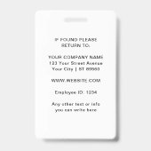 Benutzerdefiniertes Firmenlogo Mitarbeiter Foto Bl Ausweis (Rückseite)