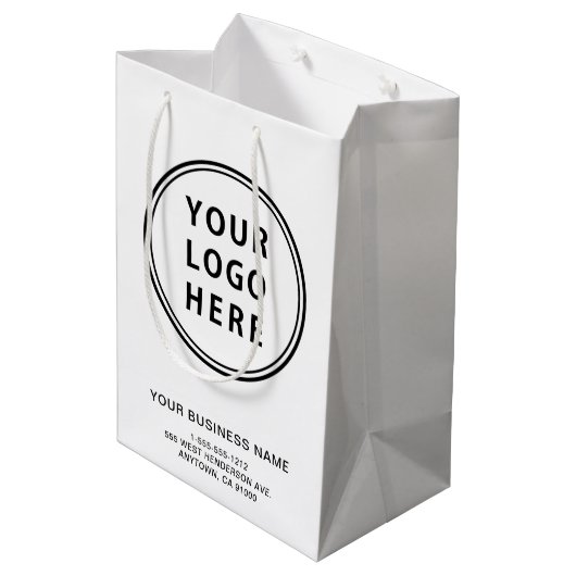 Benutzerdefiniertes Firmenlogo Mittlere Geschenktüte (Rückseite Schrägansicht)