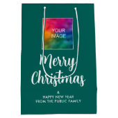 Benutzerdefiniertes Firmenlogo oder Bildtext Frohe Mittlere Geschenktüte (Rückseite)