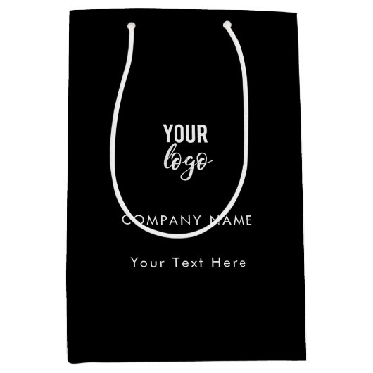 Benutzerdefiniertes Firmenlogo QR Code Social Medi Mittlere Geschenktüte (Vorderseite)