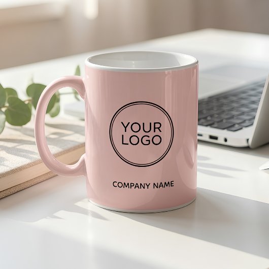 Benutzerdefiniertes Firmenlogo Rosa Personalisiert Kaffeetasse