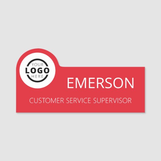 Benutzerdefiniertes Firmenlogo - Roter Mitarbeiter Namensschild (Vorderseite)