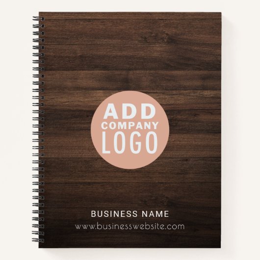 Benutzerdefiniertes Firmenlogo Rustikaler Holzlook Notizblock (Vorderseite)