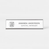 Benutzerdefiniertes Firmenlogo: Schwarz/Weiß Beruf Schreibtischnamensplakette (Vorderseite )