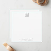 Benutzerdefiniertes Firmenlogo Teal Quadrat Mitteilungskarte (Vorderseite/Rückseite Beispiel)