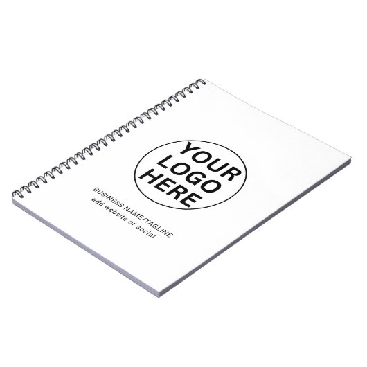 Benutzerdefiniertes Firmenlogo & Text l Schwarzwei Notizblock (Linke Seite)