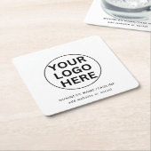 Benutzerdefiniertes Firmenlogo & Text l Schwarzwei Rechteckiger Pappuntersetzer (angewinkelt)