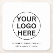 Benutzerdefiniertes Firmenlogo & Text l Schwarzwei Rechteckiger Pappuntersetzer (Vorderseite)