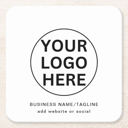 Benutzerdefiniertes Firmenlogo & Text l Schwarzwei Rechteckiger Pappuntersetzer (Vorderseite)