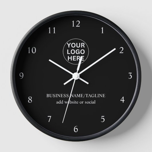 Benutzerdefiniertes Firmenlogo & Text l Schwarzwei Uhr (Vorderseite)